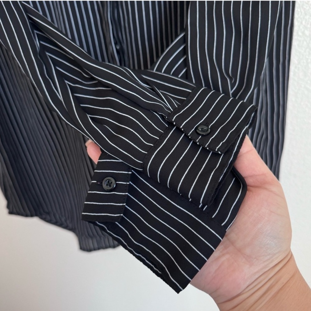 Apt 9 Striped  Button up Chiffon Long Sleeve Blouse - Picture 4 of 4